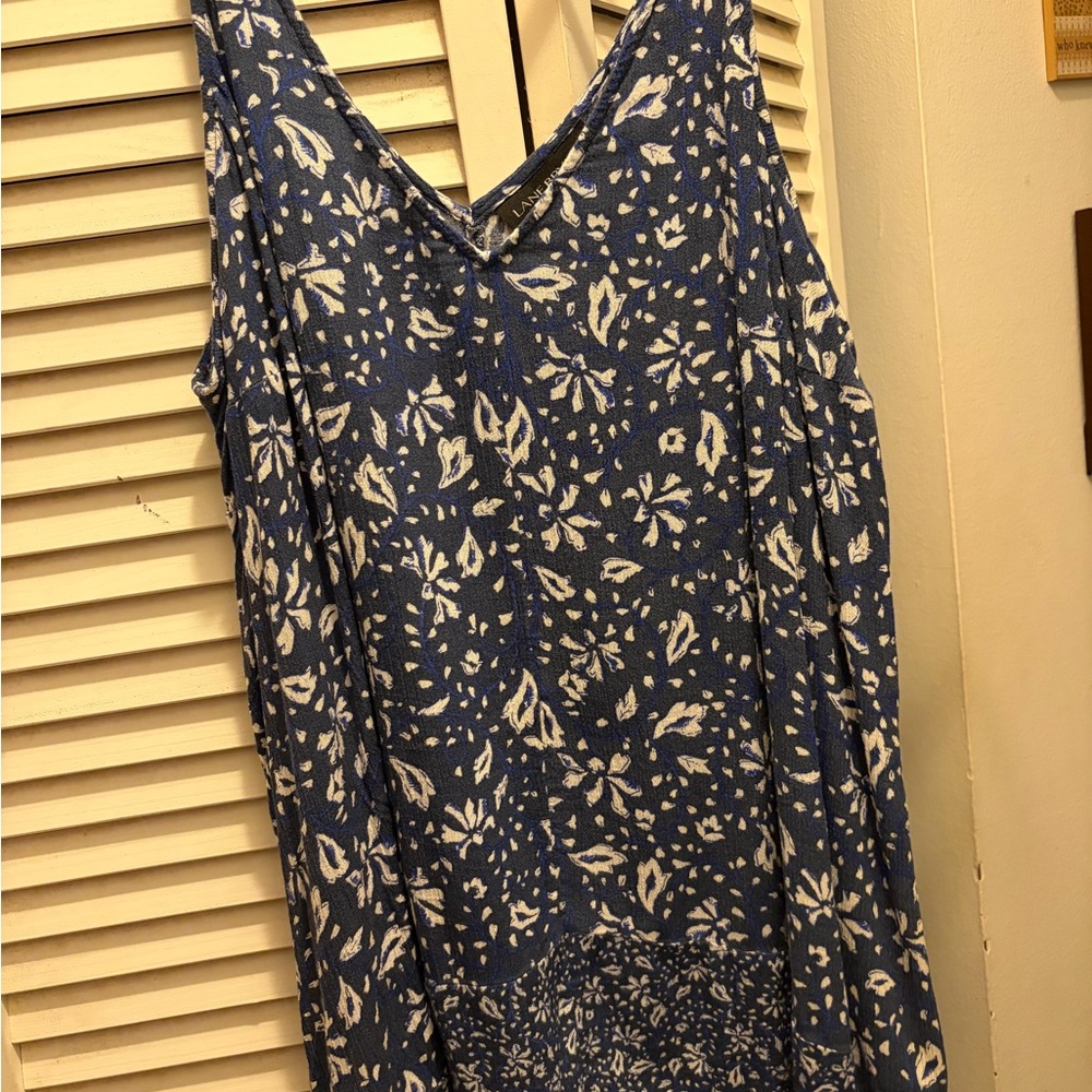 Lane Bryant Blue and White Floral Blouse